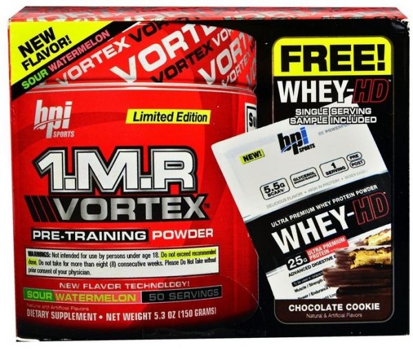 BPI 1.M.R Vortex 50 Servings + Whey HD (1 dose).